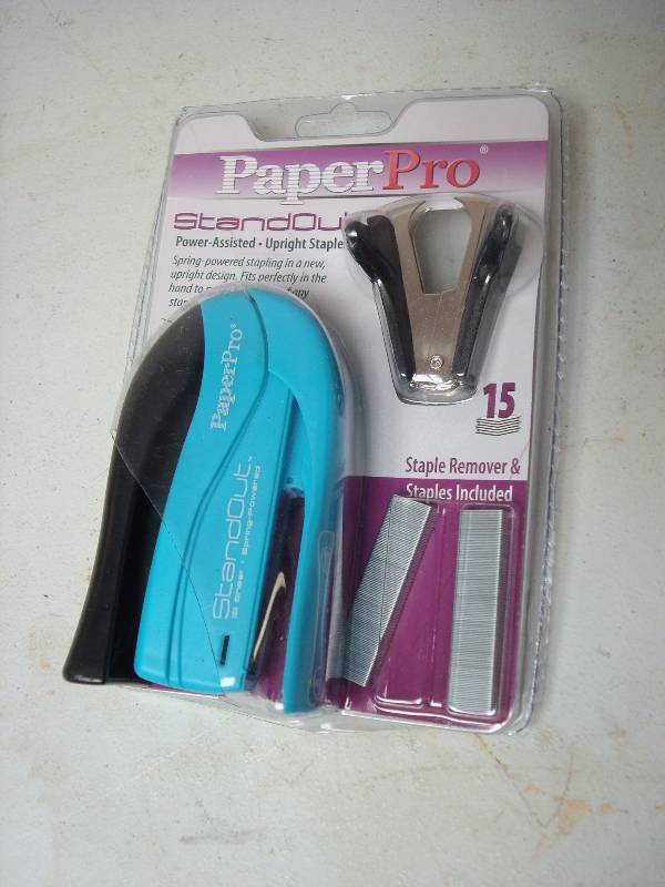 lot 107 image: Paper Pro Stand Out Stapler Set, Rip In Package, Unused