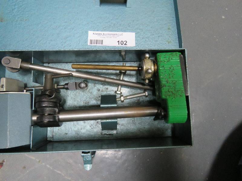 lot 102 image: Magnetic base and adapters for dial indicator