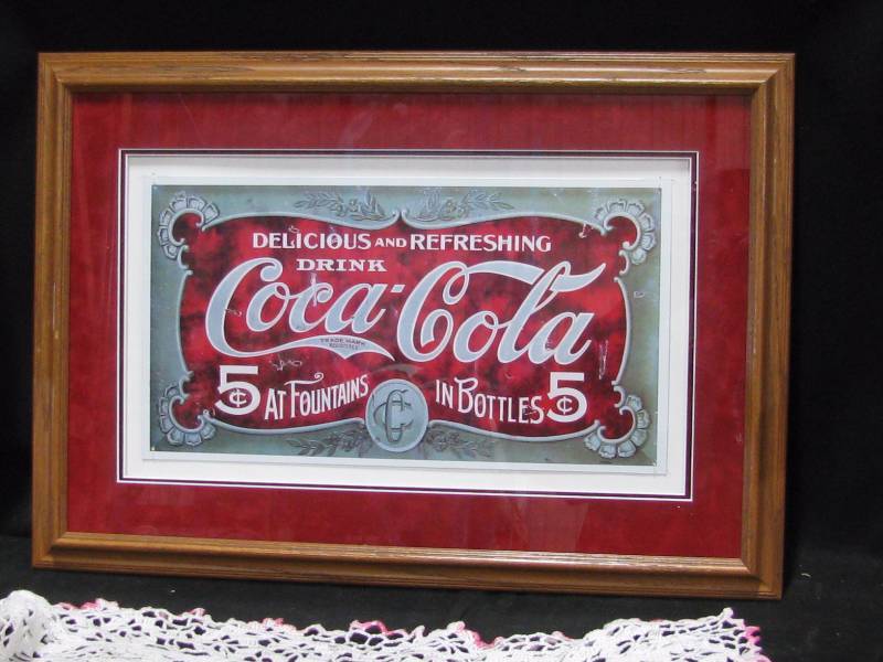 lot 46 image: Framed Coca-Cola Sign