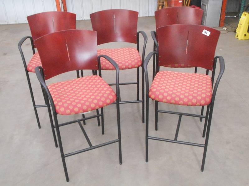 lot 22 image: Set Of (5) Matching Steel-Framed Ba...