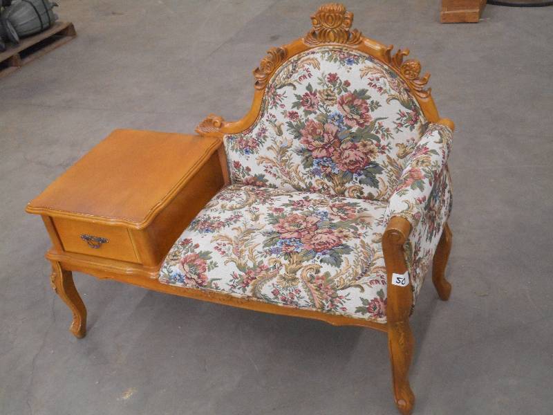 lot 50 image: Vintage Solid Wood Seat With Side T...