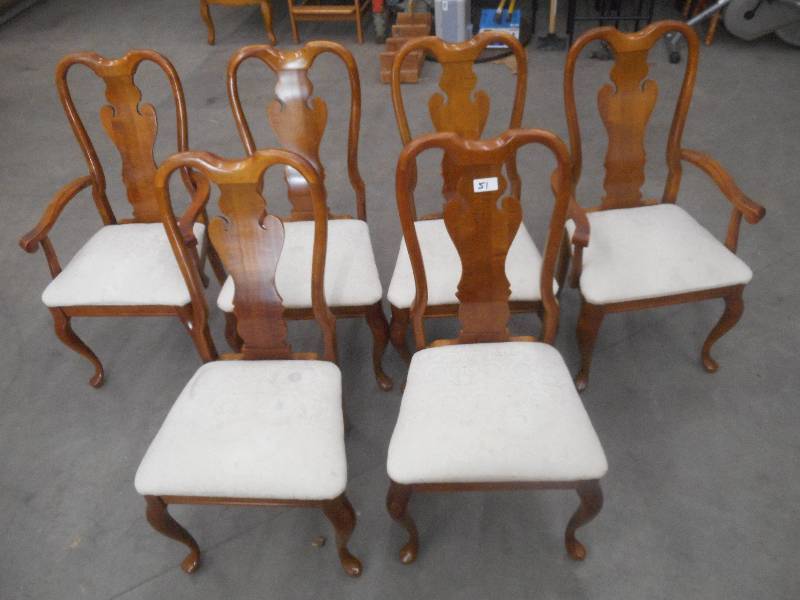 lot 51 image: (6) Matching Wood Dining Chairs ...