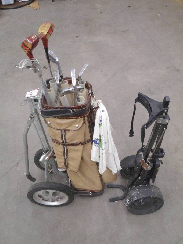lot 65 image: (2) Golf Bag Caddies With Set Of Vi...