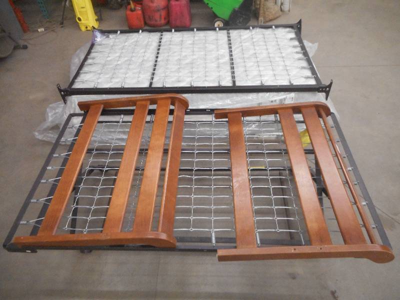 lot 69 image: Steel-Framed Trundle Bed Set With W...