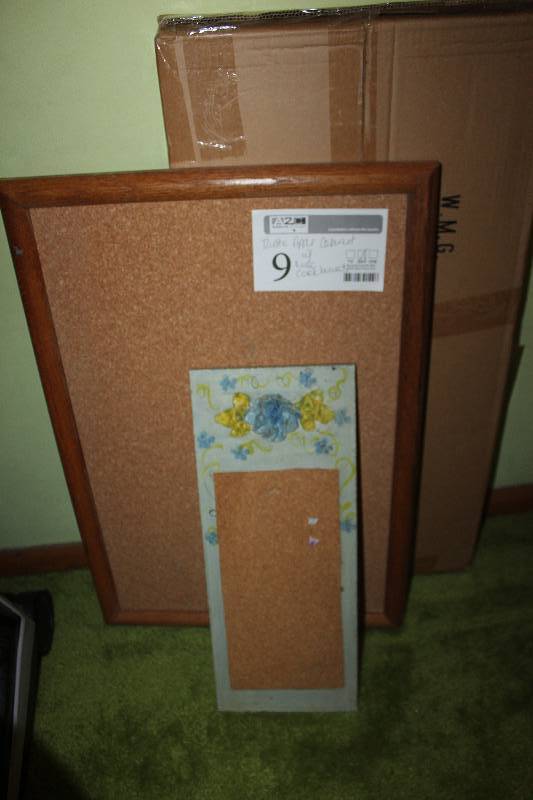 lot 9 image: Rustic Apple Cabinet w Misc Corkboards