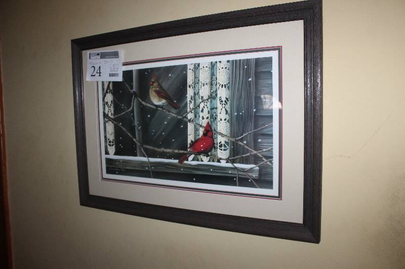 lot 24 image: Framed Signed Debra L Keene #252500 Snowbirds Wall Art