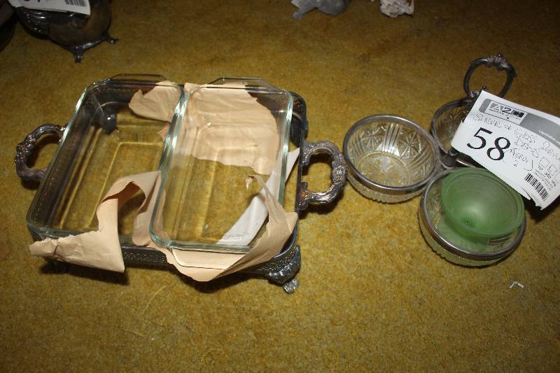 lot 58 image: Lot of (Approximately 2) Silver & Glass Serving Dishes
