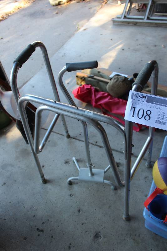 lot 108 image: Lot of Medical Equipment Including Cane, Walker