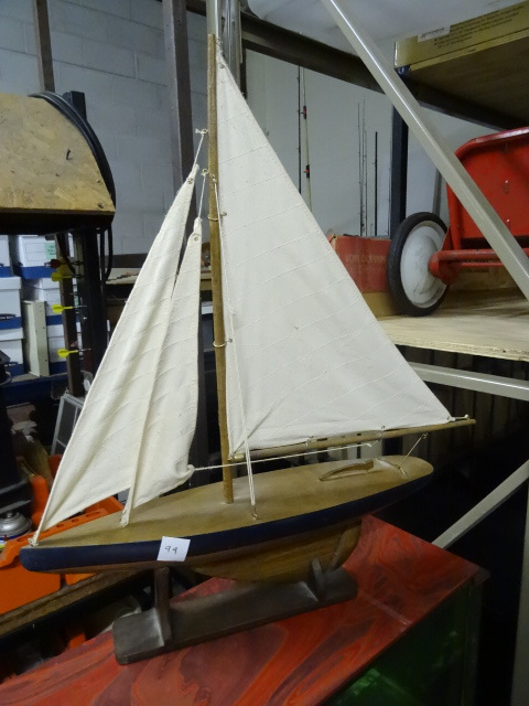 Vintage Wooden Boat on Stand