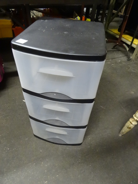 3 Drawer Plastic Bin Unit