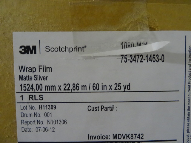 3M Wrap Film, Matte Silver  60 X 25