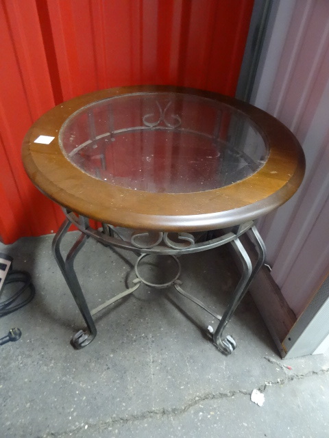 Metal Framed End Table with Glass Top