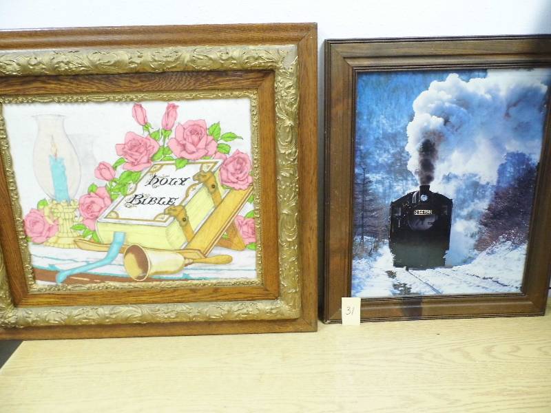 lot 31 image: Train Pictures - Bible Painted Fabric