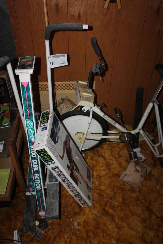 Lot of Exercise Equipment Including Exercise Bike, Stair Climber & Figure 8