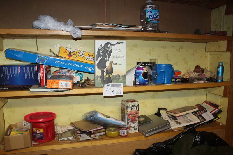 Shelf Lot Including Games, Books, And More