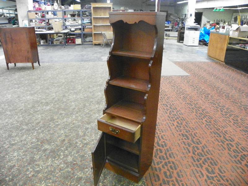 lot 261 image: Solid Wood Small Hutch Book Shelf, 16 Wide x 59 x 13 Deep