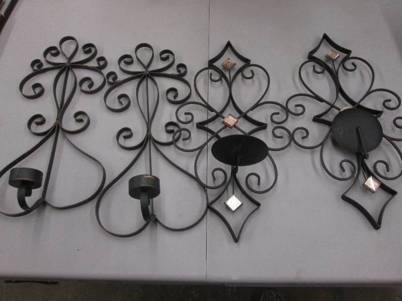 lot 5 image: 2 Sets of 2 Wall Candle Sconces...