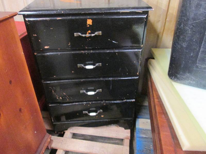 lot 44 image: Black Painted 4 Drawer Chest...