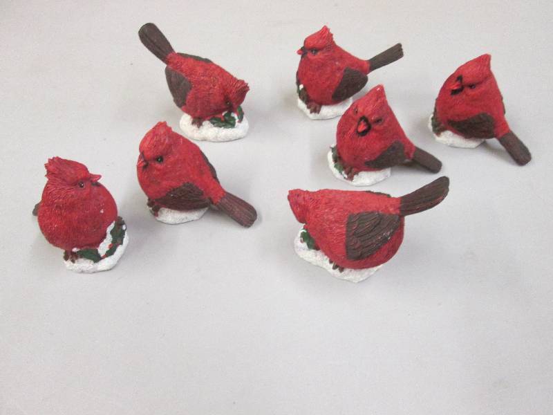 lot 84 image: Lot of 7 Winter Cardinal Figurines...