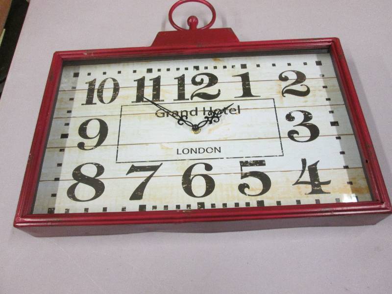 lot 132 image: Large Red Clock- needs new clock wo...