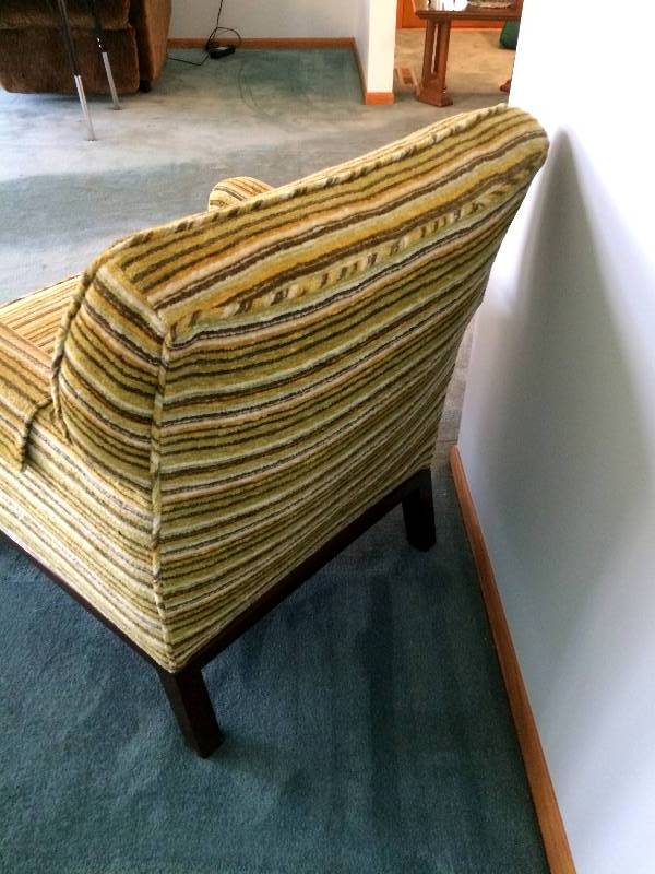 lot 31 image: Totally Love this MCM Chic STreet Yellow Olive Striped Textured Corduroy Chair - Excellent Condition