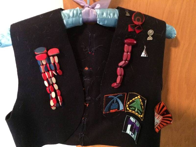 lot 17 image: Super Retro 1960s Vintage Homemade Beaded With Patches Vest - Missing Some Areas