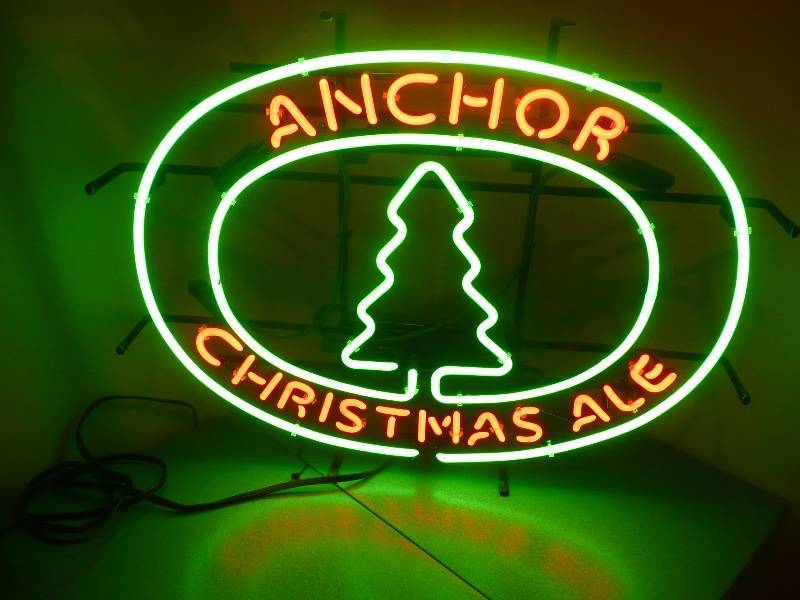 lot 5 image: Anchor Christmas Ale Neon Light - Works Great - Very Bright - Approx 27in wide by 21in high