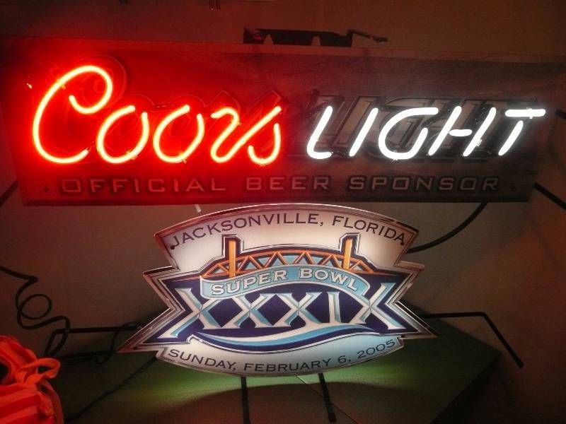 lot 6 image: Coors Light Super Bowl Neon Light - Approx 32in wide by 25in high
