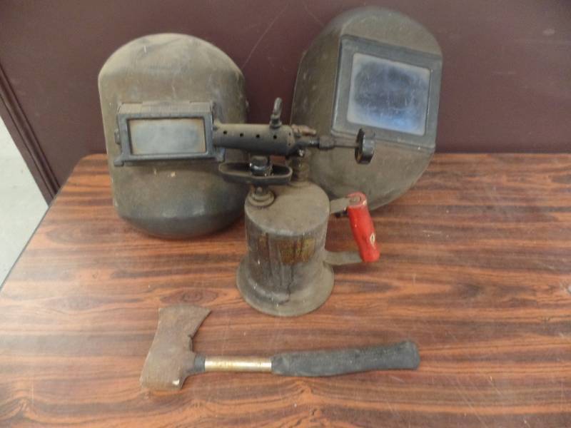 lot 613 image: Vintage Torch and Welding Shields