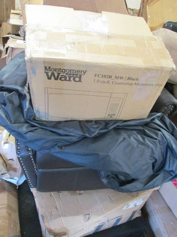 lot 304 image: 2 pallets of chairs , beds , air be...