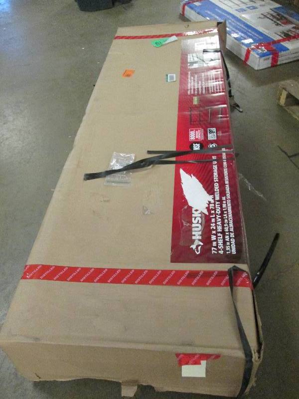 lot 8 image: Husky 4- shelf heavy duty welded st...
