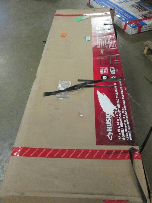 lot 13 image: Husky 4- shelf heavy duty welded st...