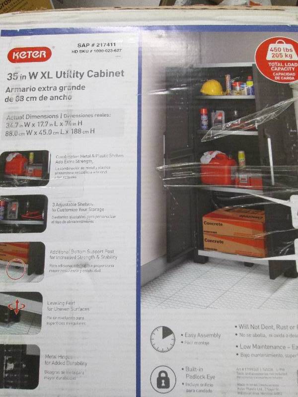 lot 38 image: Keter utility cabinet 34.7 wide x ...