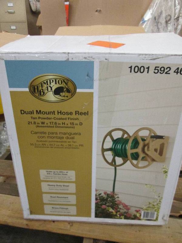 lot 40 image: hampton bay hose reel. tan powder c...