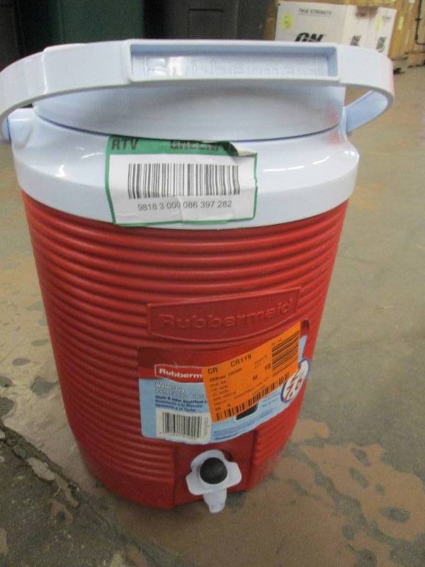 lot 55 image: rubbermaid 2 gallon water jug...