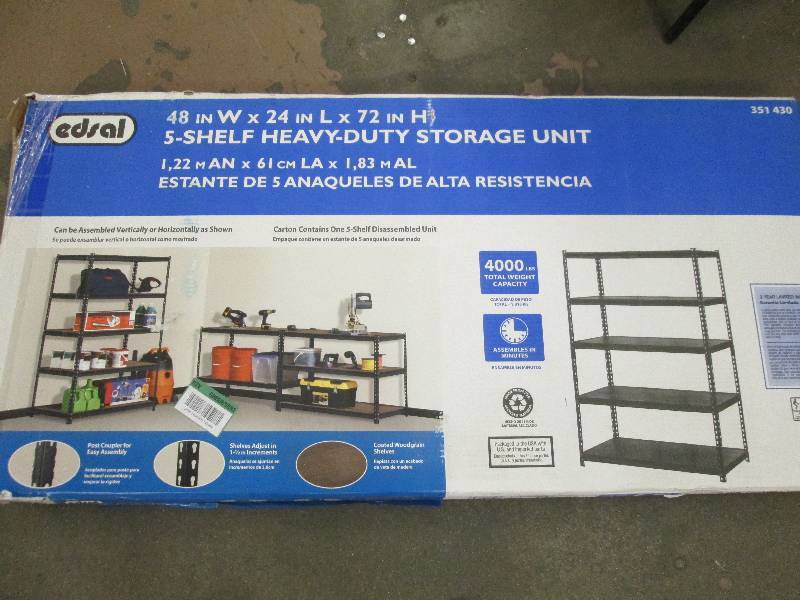 lot 84 image: Edsal 48 W X 24 L X 72 H 5 shelf...
