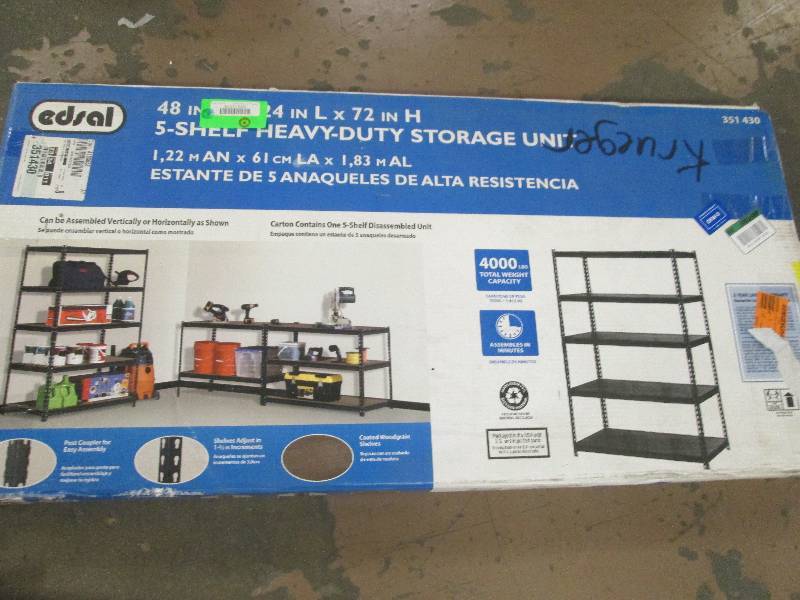 lot 85 image: Edsal 48 W X 24 L X 72 H 5 shelf...