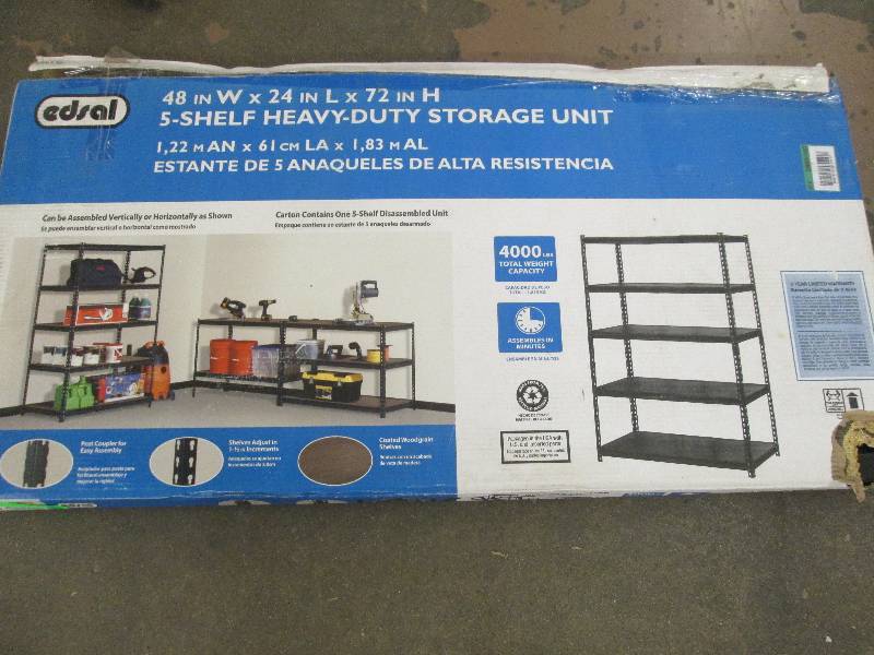 lot 86 image: Edsal 48 W X 24 L X 72 H 5 shelf...