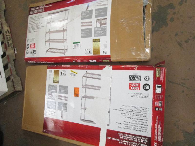 lot 87 image: 2 Husky 5 shelf heavy duty storage ...