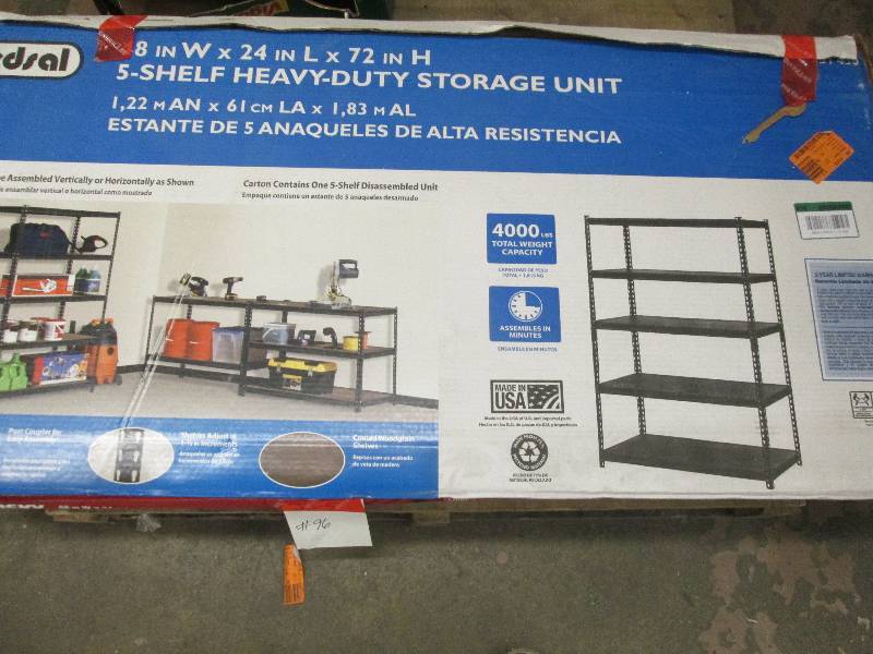 lot 97 image: Edsal 48 W X 24 L X 72 H 5 shelf...