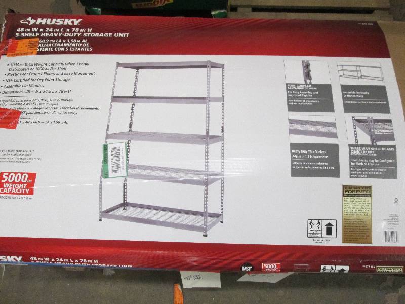 lot 98 image: husky 5 shelf heavy duty storage un...