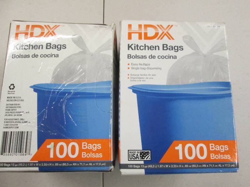 lot 106 image: HDX kitchen bags 13 gallon 2 boxes ...
