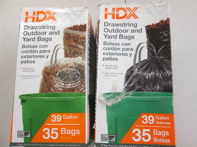 lot 110 image: 2 boxes of HDX 39 gallon bags 1 bla...