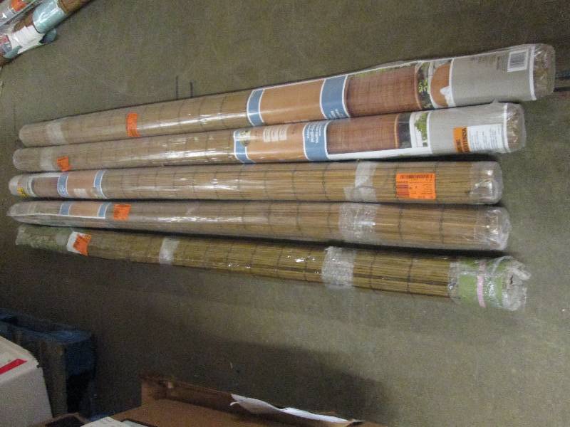 lot 255 image: 5 roll up shades natural bamboo 72...