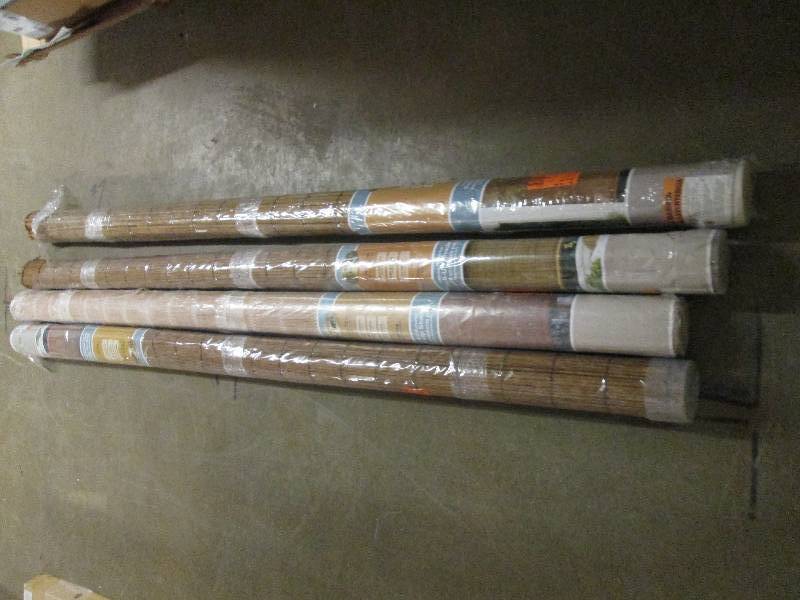 lot 257 image: 4 roll up shades natural bamboo 72...
