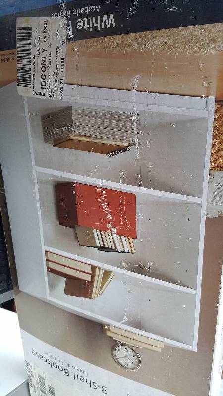 3 shelf white book case - in box