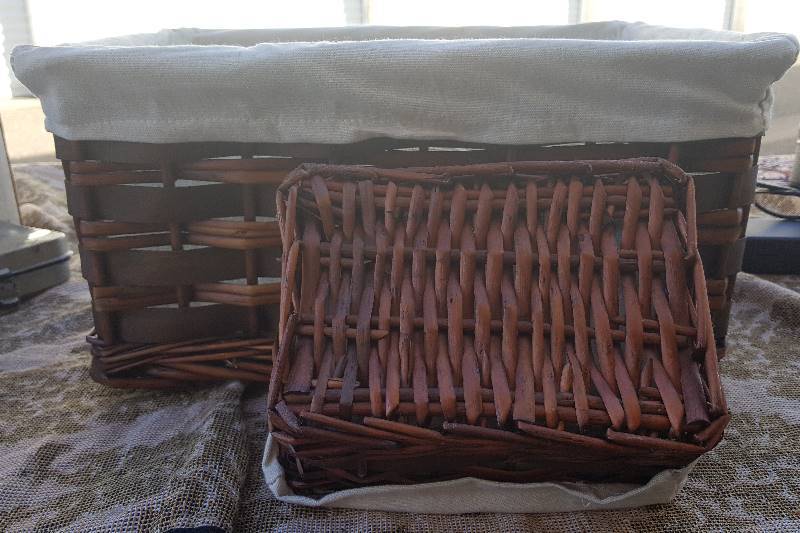 3 piece wicker baskets with cloth lining