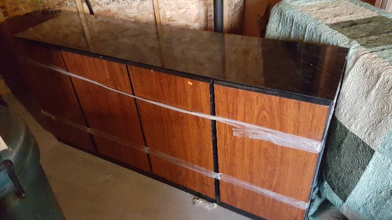 Brown and Black four door buffet