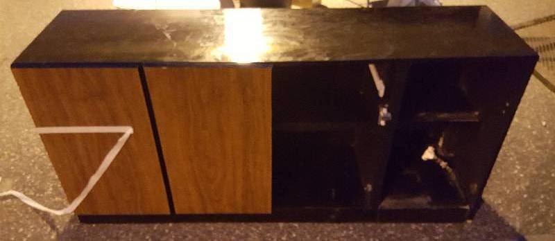 Brown and Black four door buffet