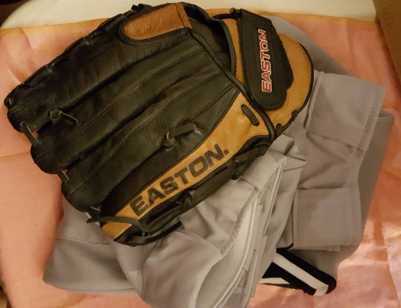 Medium Easton Glove and two baseball pants